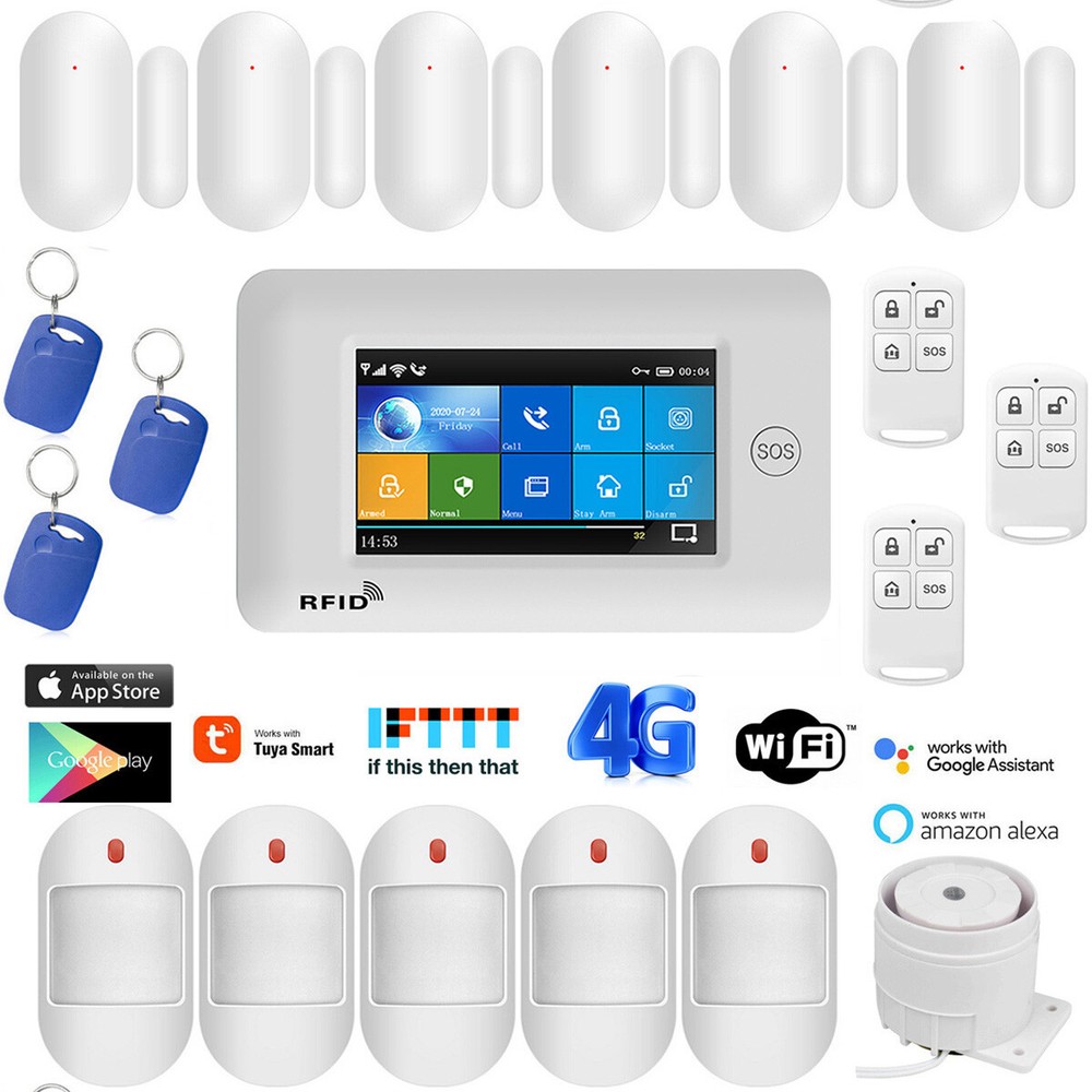 A23 Tuya Alexa IP WiFi 4G Touch Keypad Wireless Home Security Alarm System