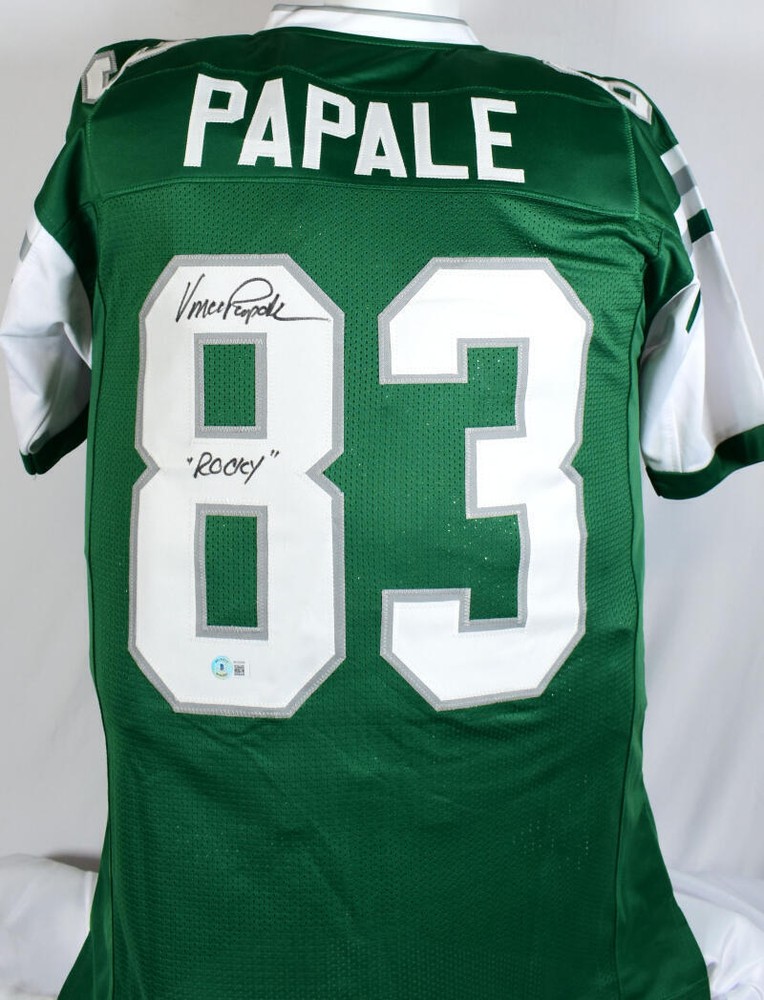 Vince Papale Autographed Green Pro Style Jersey w/ Rocky- Beckett W Hologram-image