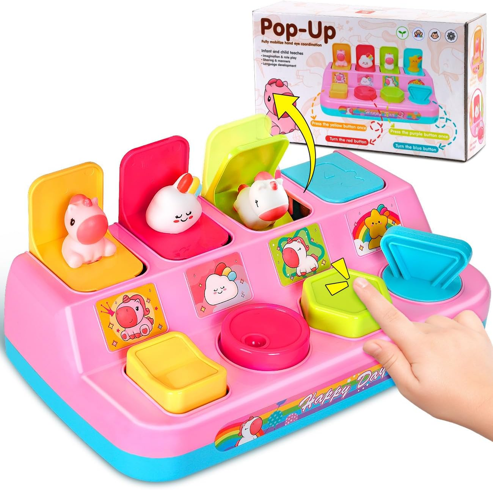 Montessori Toys for 1 Year Old Girl Birthday Gift - Interactive Pop up Cause and