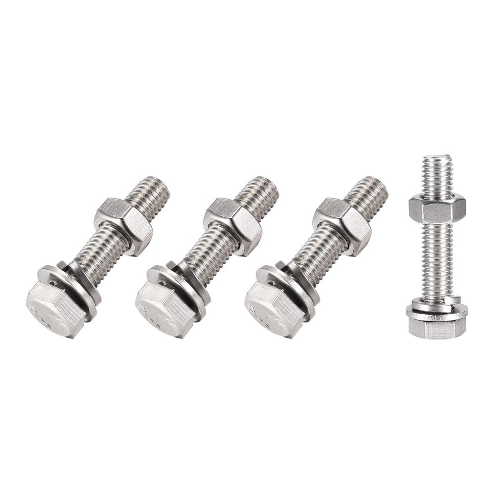 M10x55mm Hex Bolt Nut Washer Kit 4 Sets