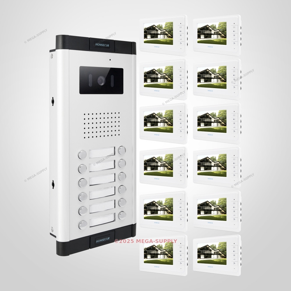 7-inch TFT Smart Video Doorbell with Dual-Way Intercom for 12 Apartments - Enhanced Audio and Visual Communication