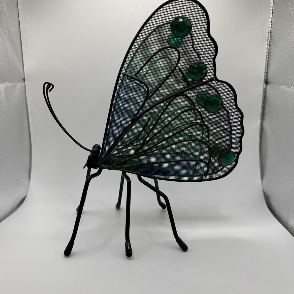 Colorful Beaded Metal Butterfly Decor for Garden or Home