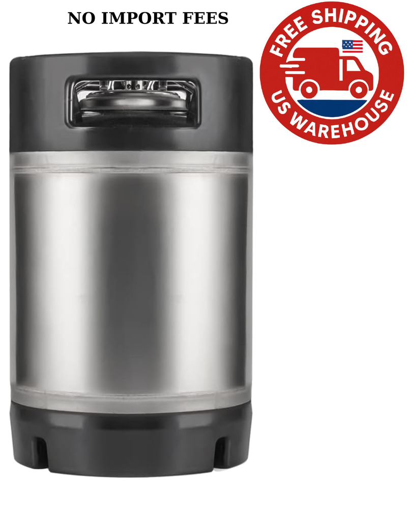 New 2.5 Gallon Ball Lock Keg, Stainless Steel Beer Keg with Dual Rubber Handle