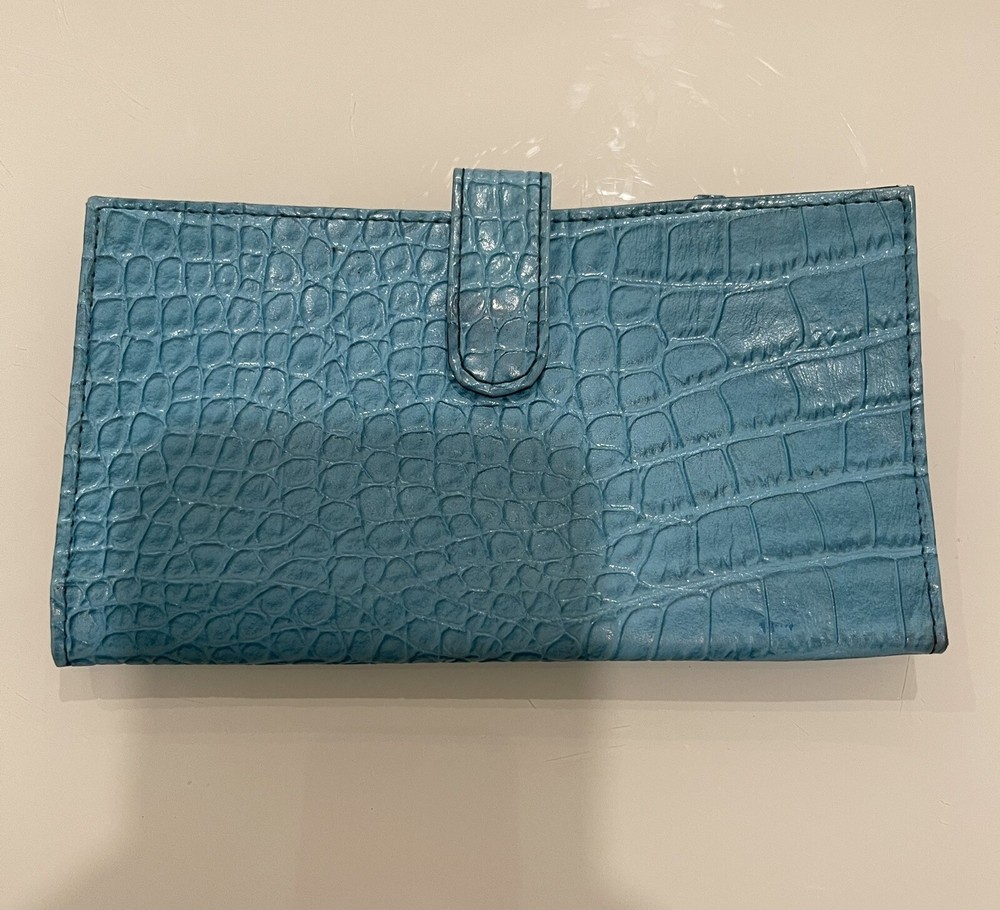 Slim Croco Embossed Blue Credit Card Holder - New Fashion Design-image