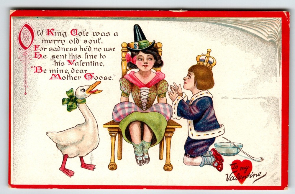 Valentines Day Postcard Old King Cole Mother Goose Nursery Rhyme Tuck 1909