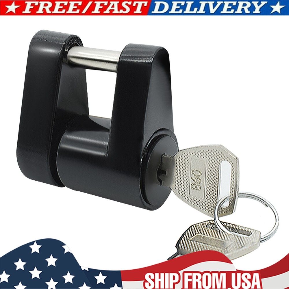 Heavy-Duty Trailer Hitch Coupler Lock with 2 Keys for Boat RV Caravan Tow Towing Latch Tongue