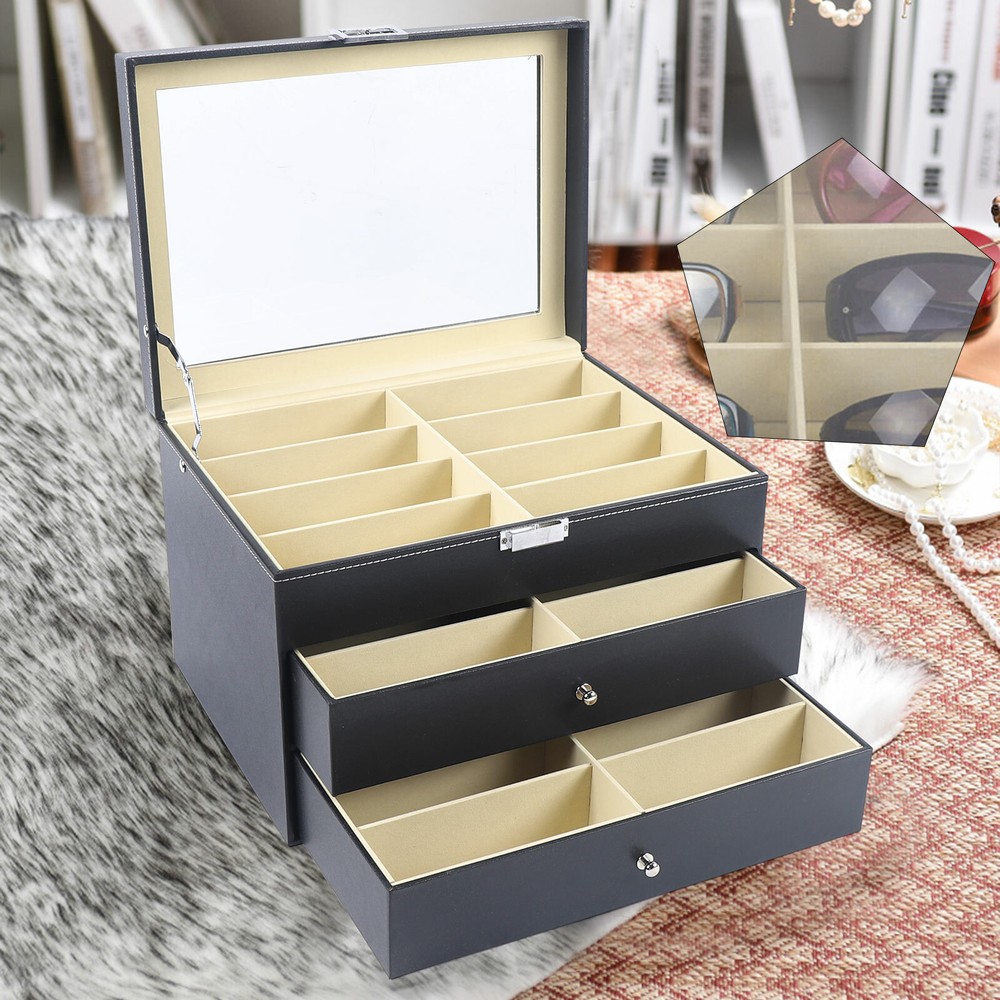 24Slot Sunglasses Glasses Eyeglass Organizer Display Case Storage Box,3/4 layers