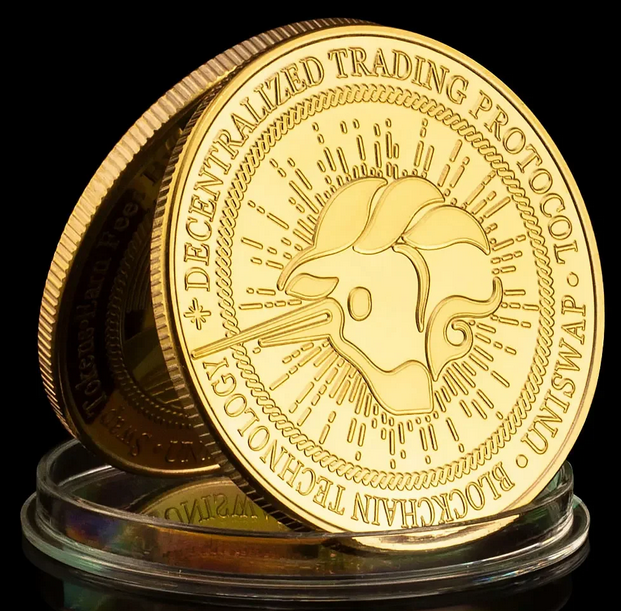 Gold Plated UNISWAP Physical Cryptocurrency Crypto Coin-image