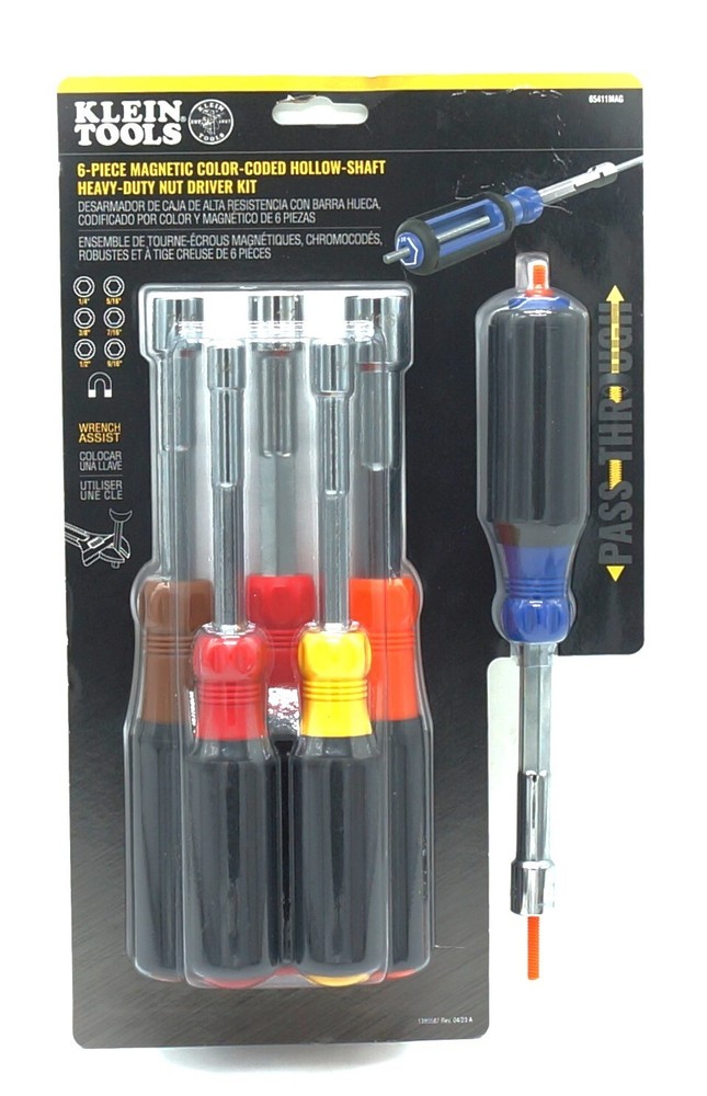 NEW KLEIN TOOLS 6-Piece Magnetic Color Nut Driver Heavy-Duty