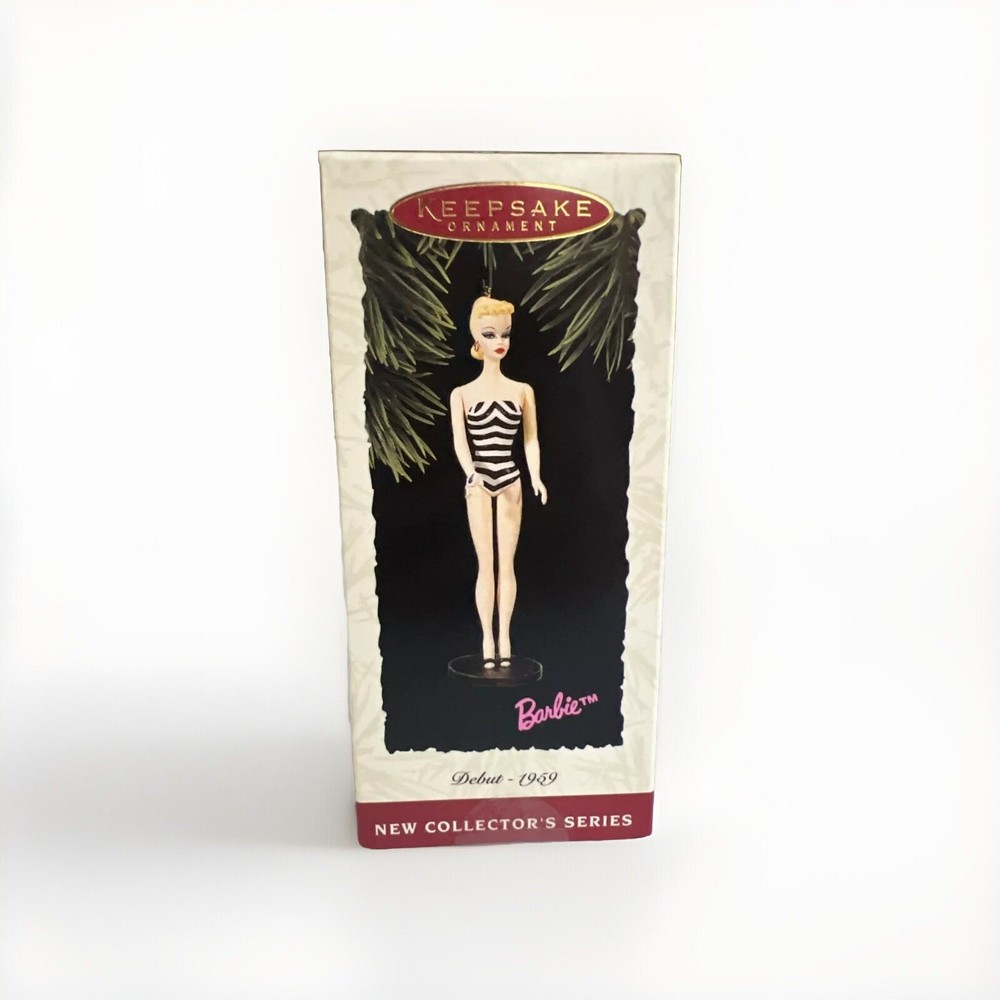 Vintage Hallmark Keepsake Barbie Debut 1959 Black Striped Swimsuit Ornament 1994