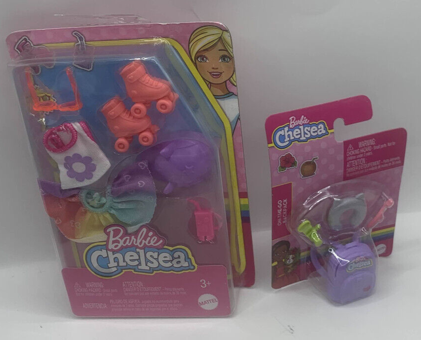 NEW Barbie Chelsea Back To School Backpack & Rollerskating Doll Accessories B