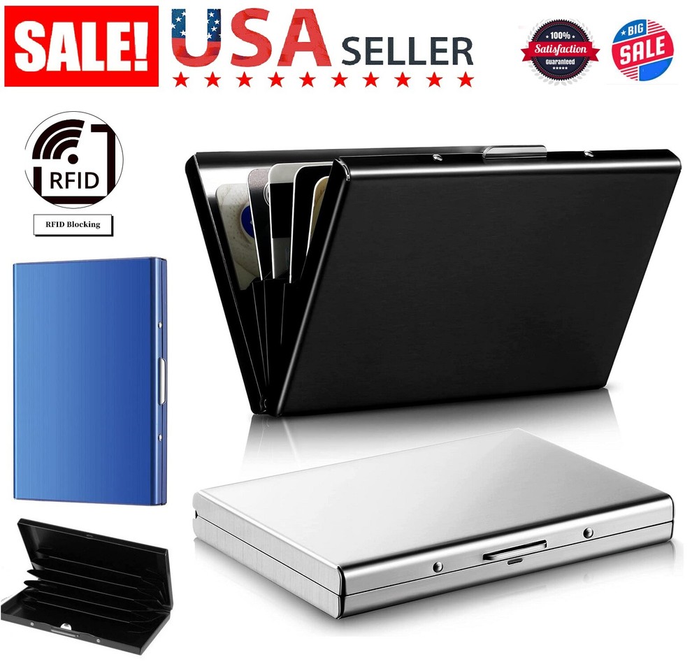 Slim RFID-Blocking Stainless Steel Travel Wallet for Men with Credit Card Holder  -image