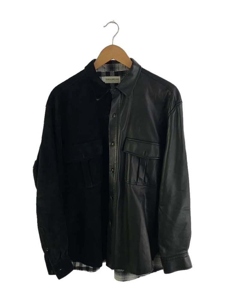 Men's Black Plain Leather Blouson Jacket - Switch/Shirt Style