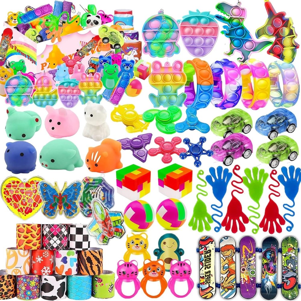 109 Pcs Party Favors for Kids 48 Pop Fidget Toy Goodie Bag Stuffers Treasure Box