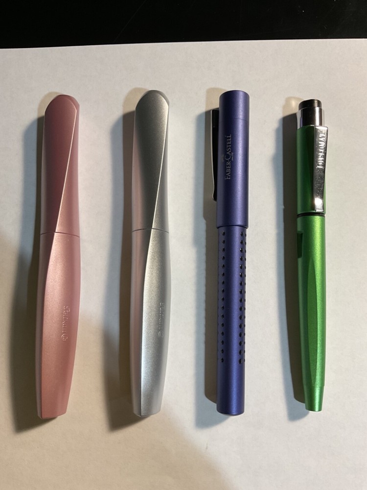 Used Lot of 4 Fountain Pens, 2 PELIKAN, 1 FABER-CASTELL & 1 DIPLOMAT. Medium Nib