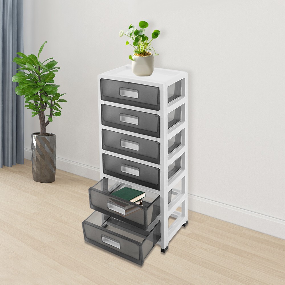 6-Drawer Black Desktop Organizer for Clothing Storage and Office Filing