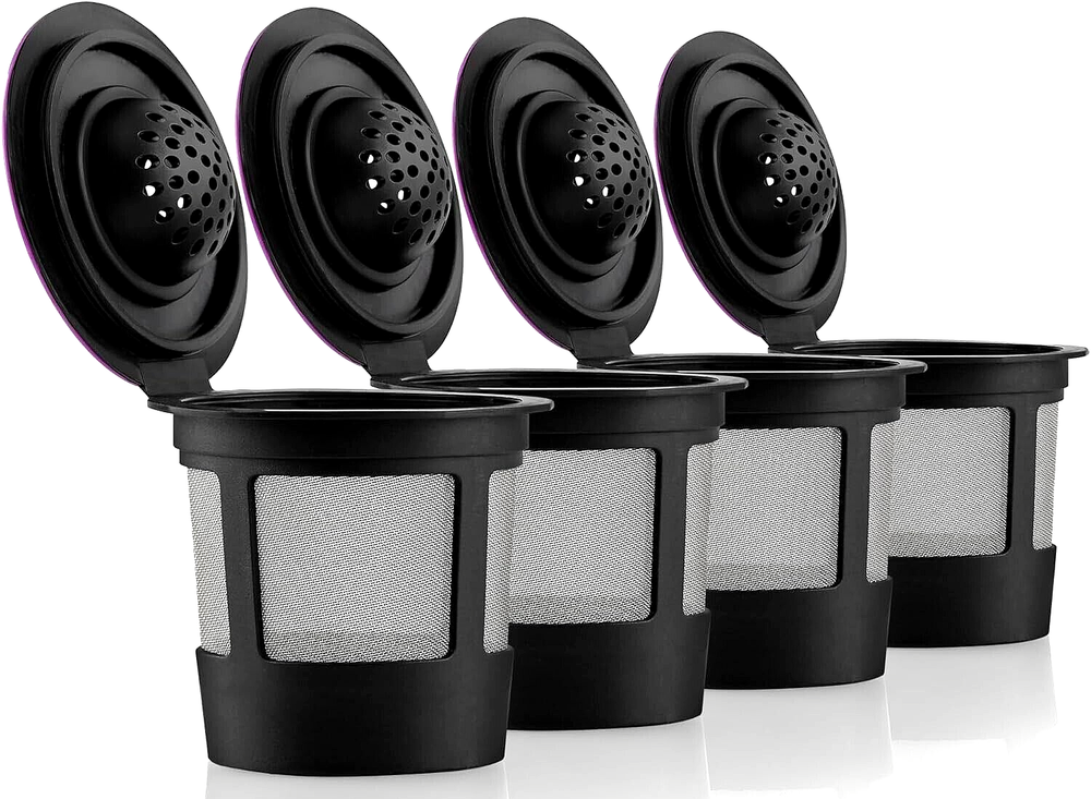 4 Pk. Reusable K Cup Filters for Keurig 2.0 & 1.0 Brewers Coffee Makers Black