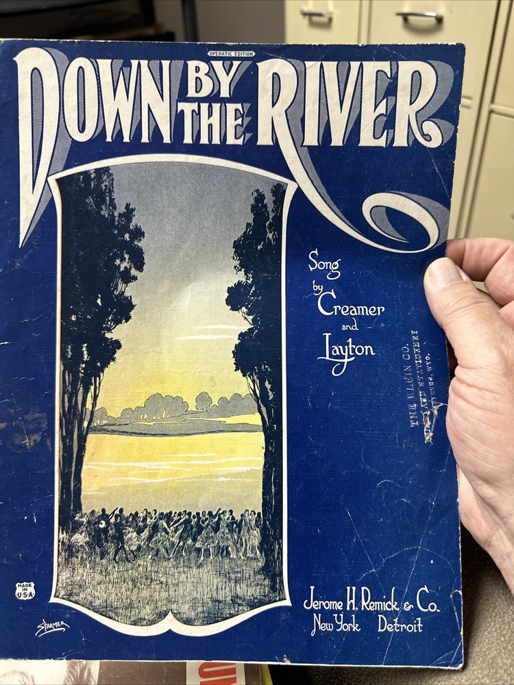 K 1923 ragtime sheet music DOWN BY THE RIVER black composer CREAMER