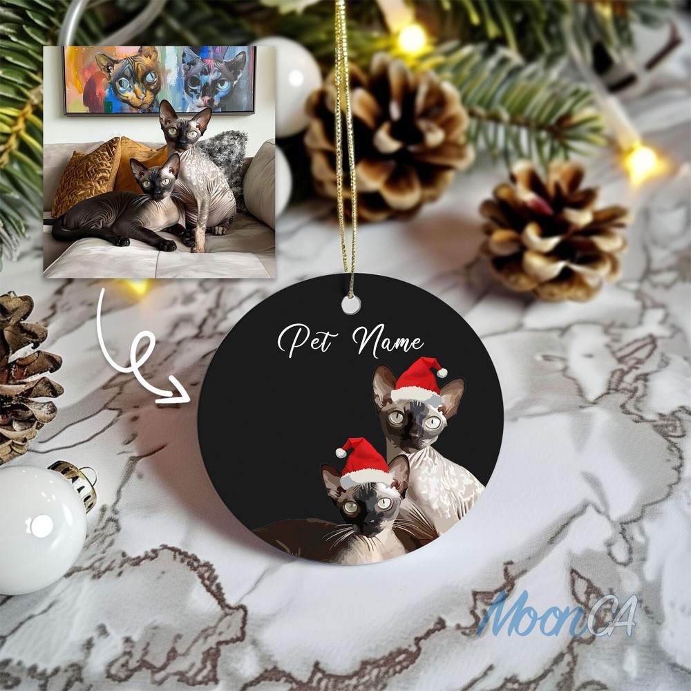 Custom Pet Watercolor Ornament with Photo and Name - Christmas Dog Gift-image