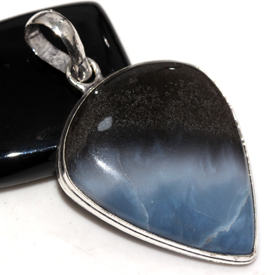 925 Silver Plated Owhyee Blue Opal Ethnic Pendant Handmade Jewelry Size 2