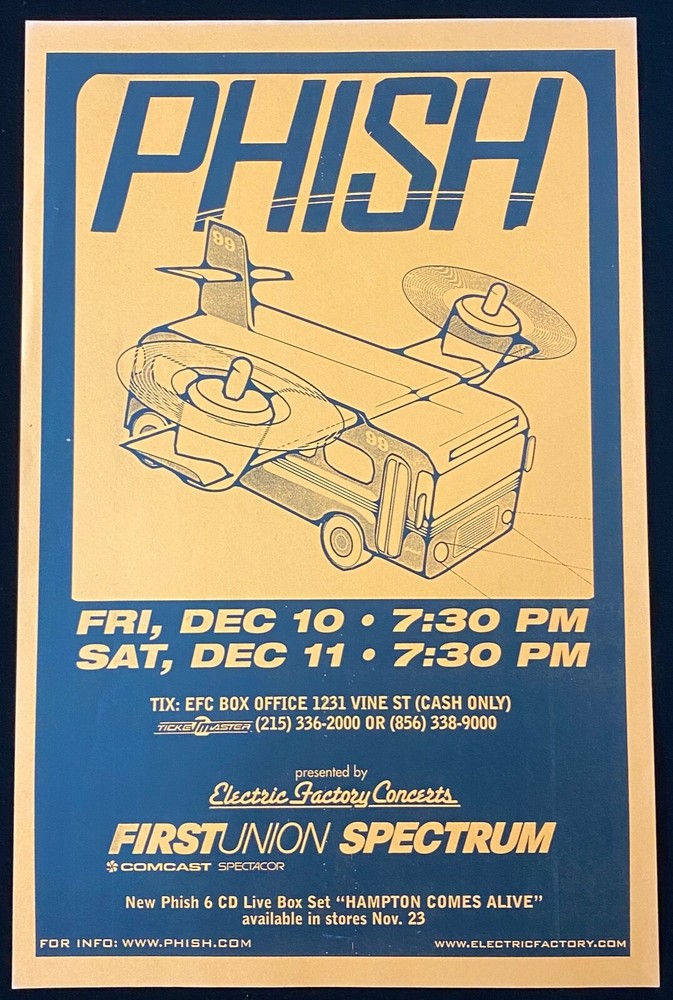 ORIGINAL 1999 Phish Concert Poster - First Union Spectrum, Solid Orange, 11x17