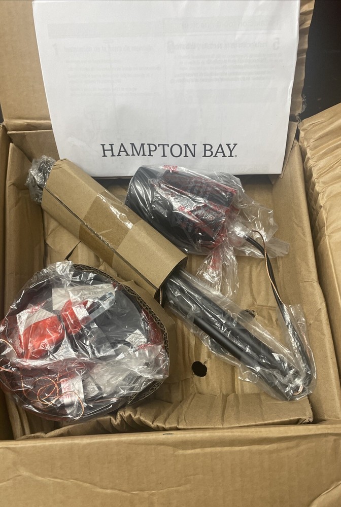 Hampton Bay Sutton Place Matte Black Clear Glass 1-Light Pendant Lamp