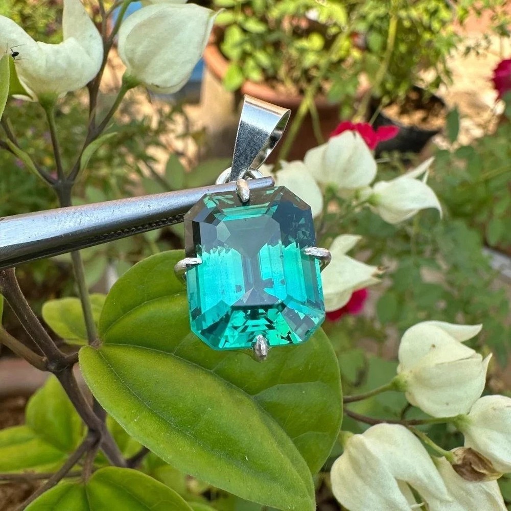 31ct Natural Bi-Color Sapphire 925 Sterling Silver Pendant