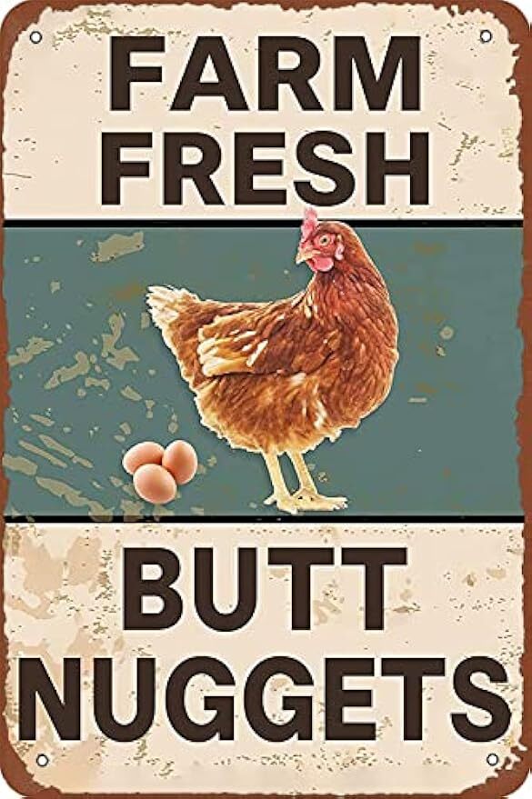 Vintage Farm Fresh Butt Nuggets Metal Tin Sign Funny Decor Word Poster