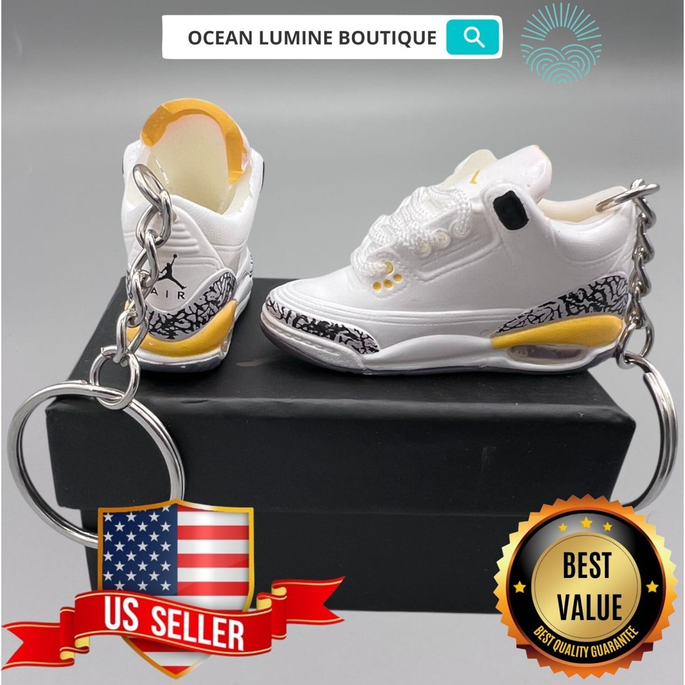 Air Jordan 3D Mini Sneaker Keychain, Shoe Keyring Shoe Box, Display Box Option