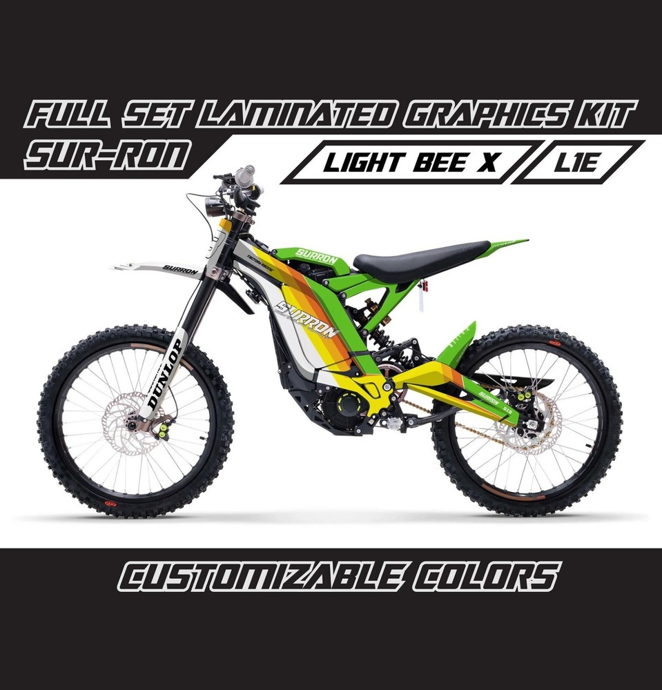 SUR RON LIGHT BEE X Lines Green White Full Graphics Kit Decals Wrap Skin Set
