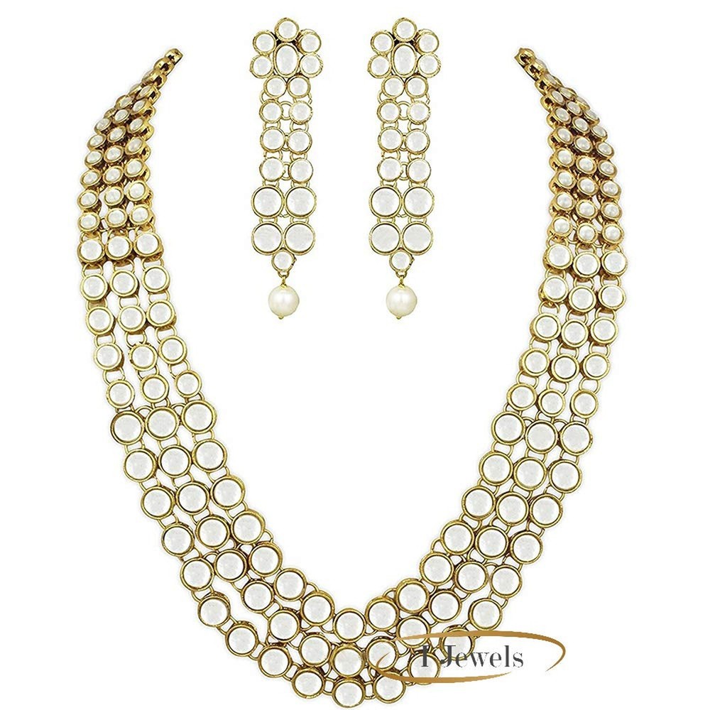 I Jewels Indian Bollywood Gold Plated Faux 3-Layer Kundan Party Jewelry