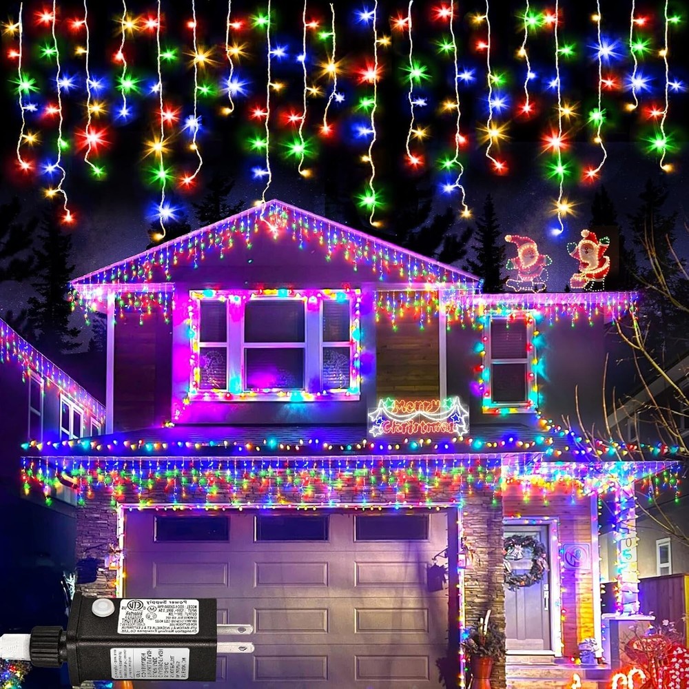 Christmas Lights - 33ft 400 LED Icicle Lights for Outside with 75 Drops 8 Modes