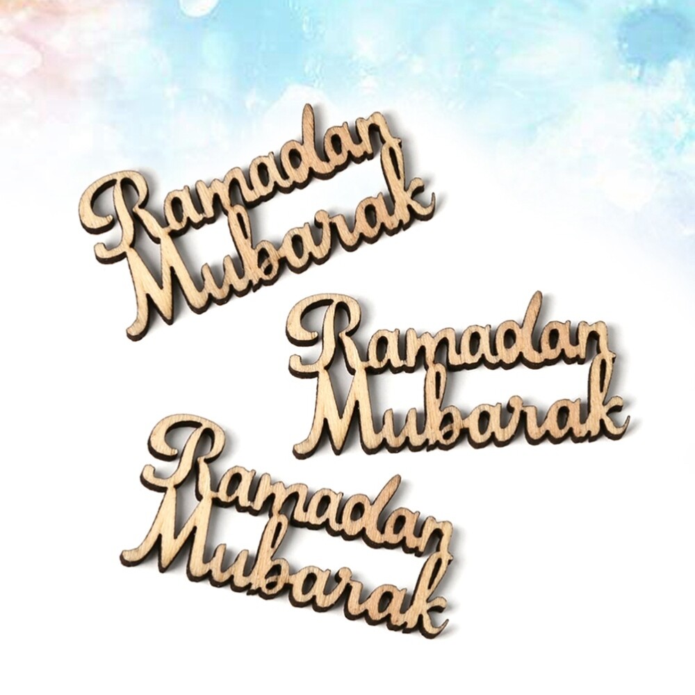 15pcs Eid Mubarak Sign Ramadan Mubarak Decorations Islamic Wooden Decor