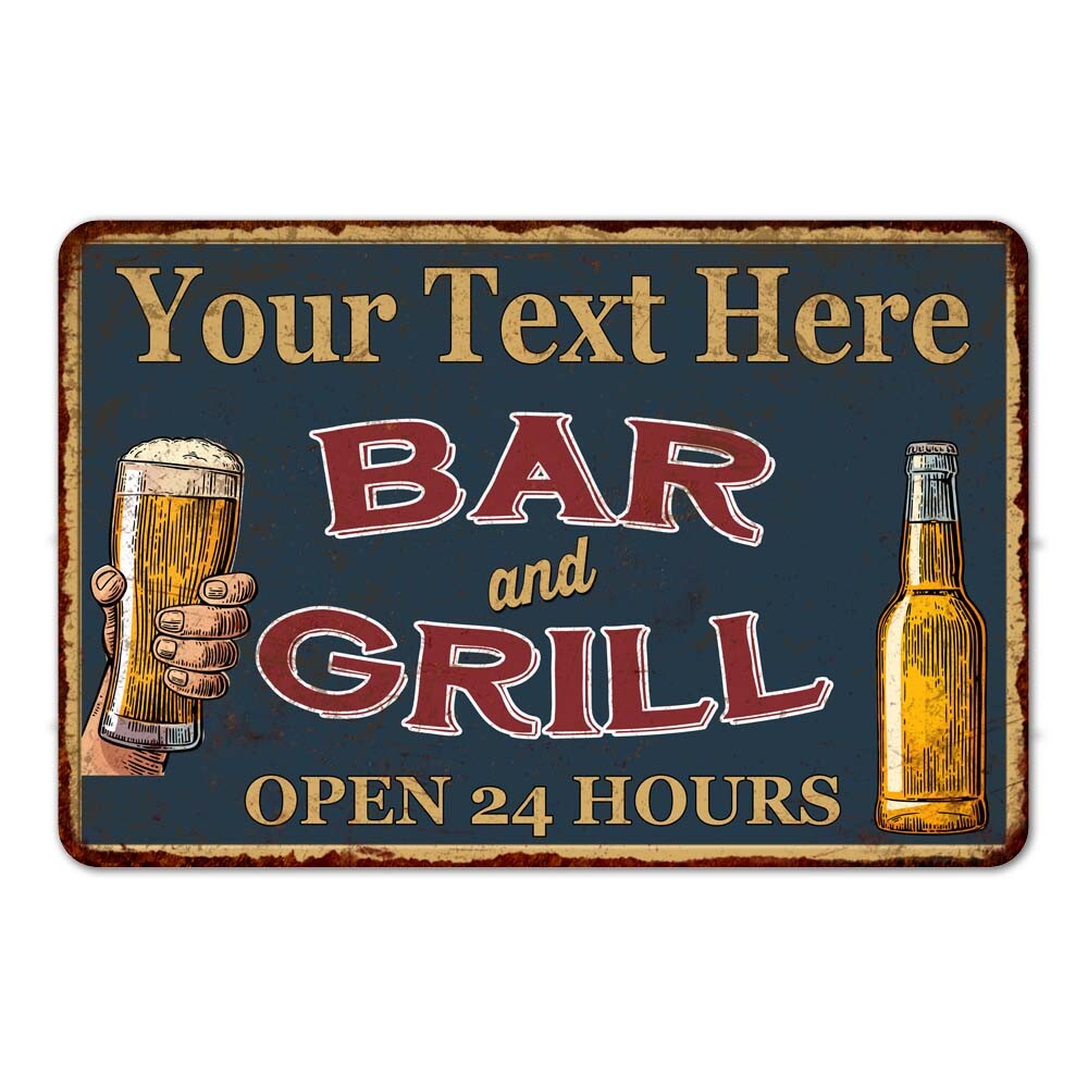 Custom Bar & Grill Sign - Personalized Pub Tavern Beer Whiskey Decor 108120044001-image