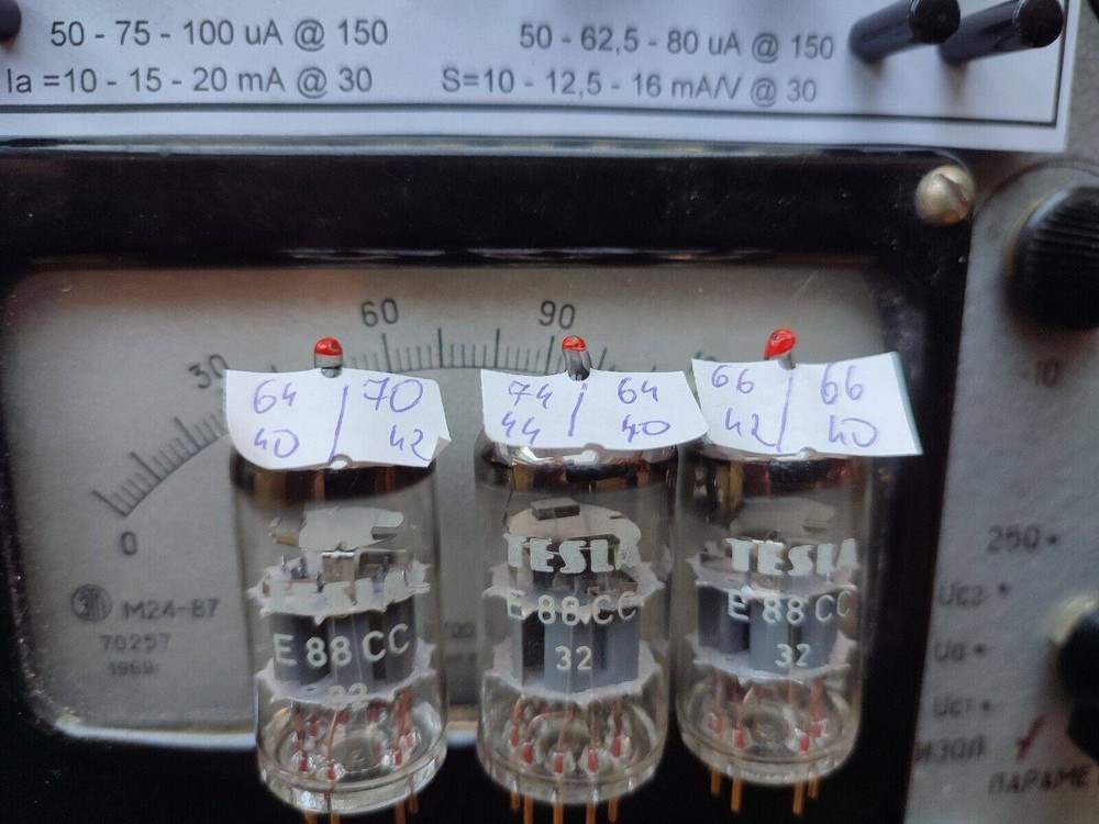 3pcs NOS Tesla E88CC Red Tip Rhodium-Pin Military Grade Vacuum Tubes