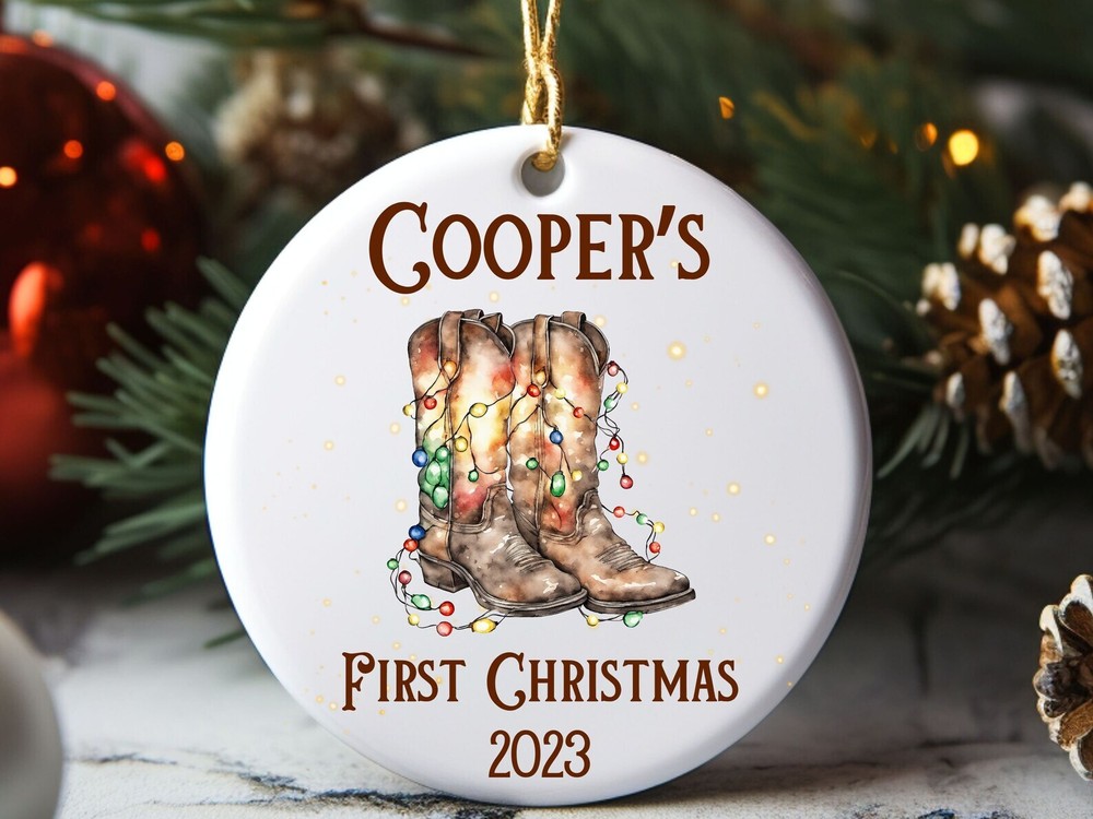 Customizable Baby’s First Christmas Ceramic Keepsake Ornament for Holiday Decor