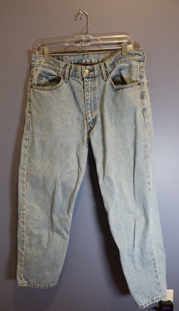 Levis 505 Jeans Mens 34x30 Blue Regular Fit Straight Leg Medium Wash Zip Fly