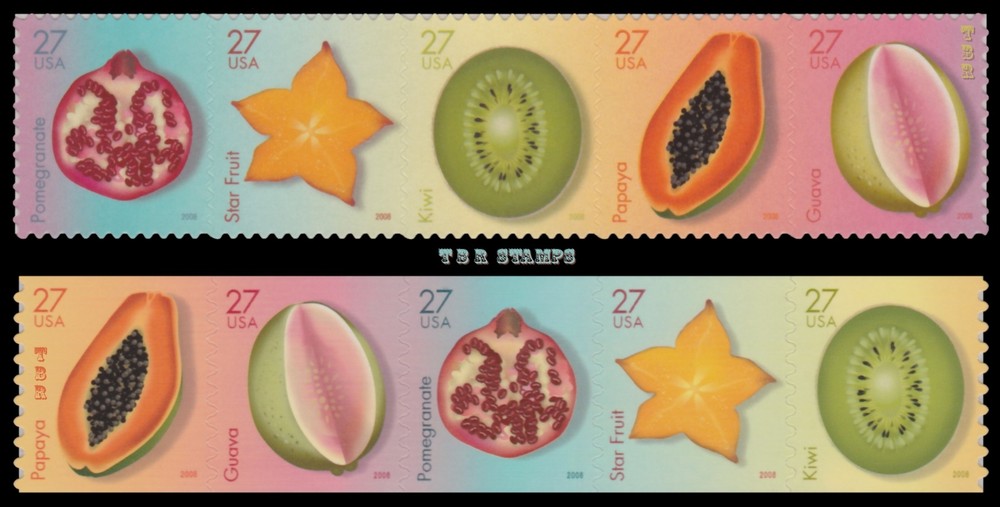 4253-57 4257a 4258-62 4262a Tropical Fruit 2 Strips 10 Stamps 2008 MNH - Buy Now-image