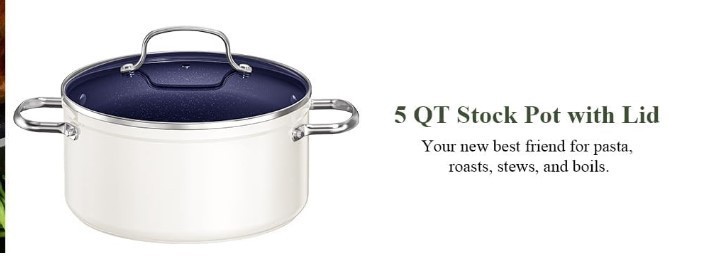 Nuwave 5 qt Blue Ceramic Nonstick Pot with Duralon Coating