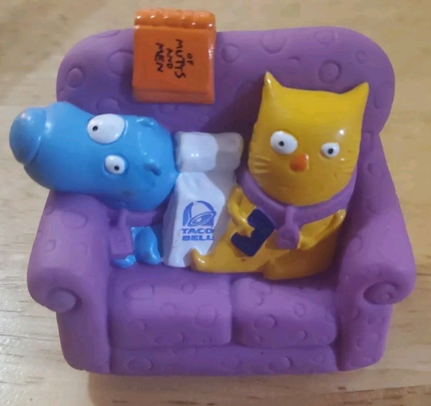 Vintage 1995 Taco Bell Nacho And Dog On Purple Couch Pull & Go Action Toy