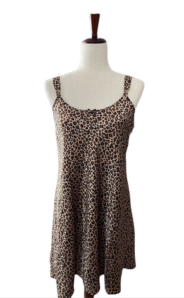 Morgan Taylor Intimates Silky Chemise Dress Sleepwear Leopard  Print Size Large