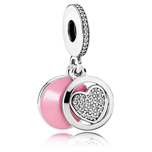 PANDORA Sterling Silver Pink Enamel Devoted Heart Dangle Charm - 792149EN