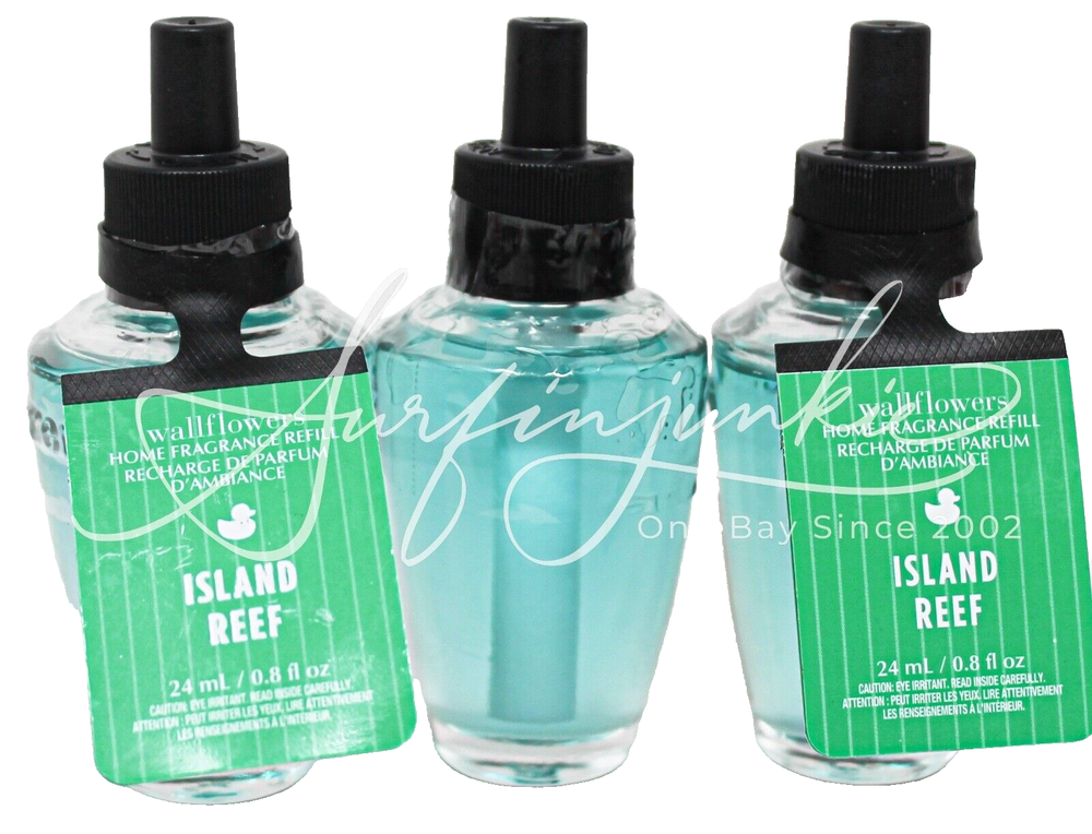 Bath & Body Works Tropical Island Reef Wallflower Refill 3pc Green Scent Boost