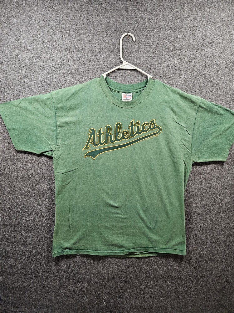 VTG 90s Oakland Athletics Green T-shirt Single-Stitch Faded USA Made Size XL
