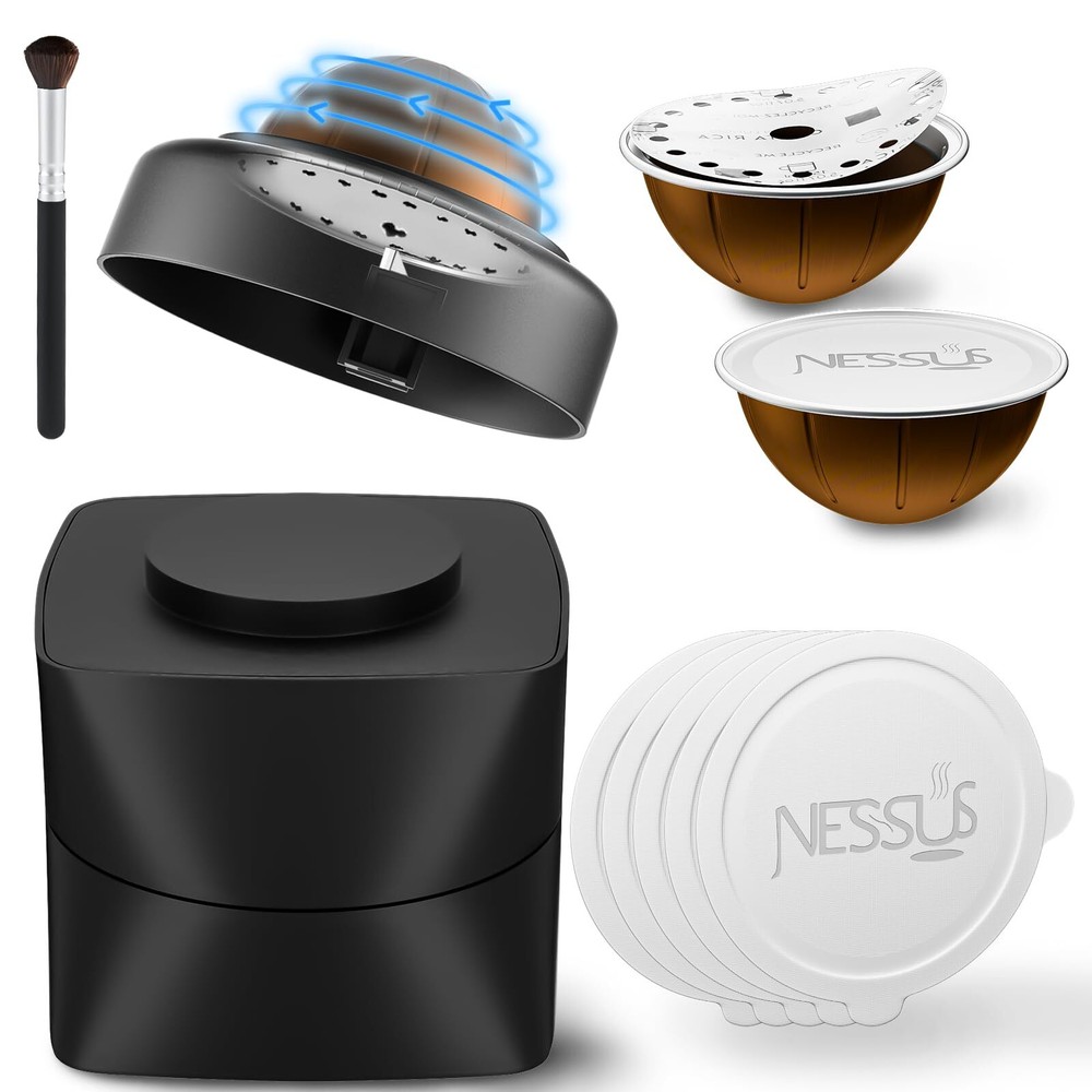 NESSUS Reusable Vertuo Pods Kit with Lid Remover for Vertuo Seal - 100PC Set