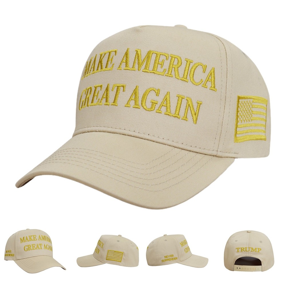 Donald Trump Hat 45-47 Never Surrender MAGA Beige Hats America Great Gold Hats