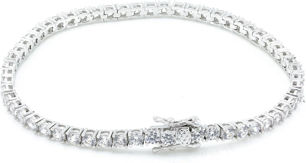 Unisex 3mm Solid 925 Sterling Silver Tennis Chain CZ Choker Necklace