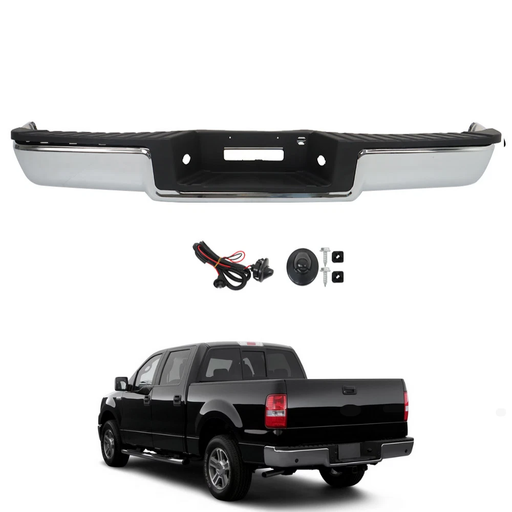 Rear Step Bumper Assembly For 2004-2006 Ford F-150 Steel Chrome W/o Park Holes