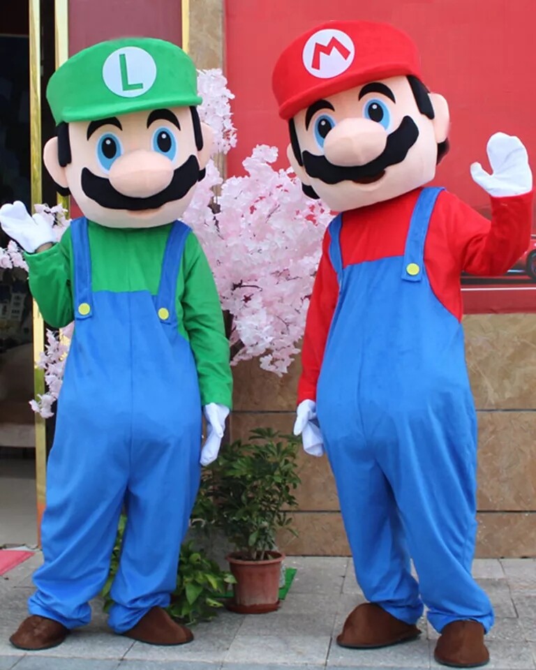 Halloween Super Mario Mascot Costume Party Fancy Dress Brothers Suits Adult @228