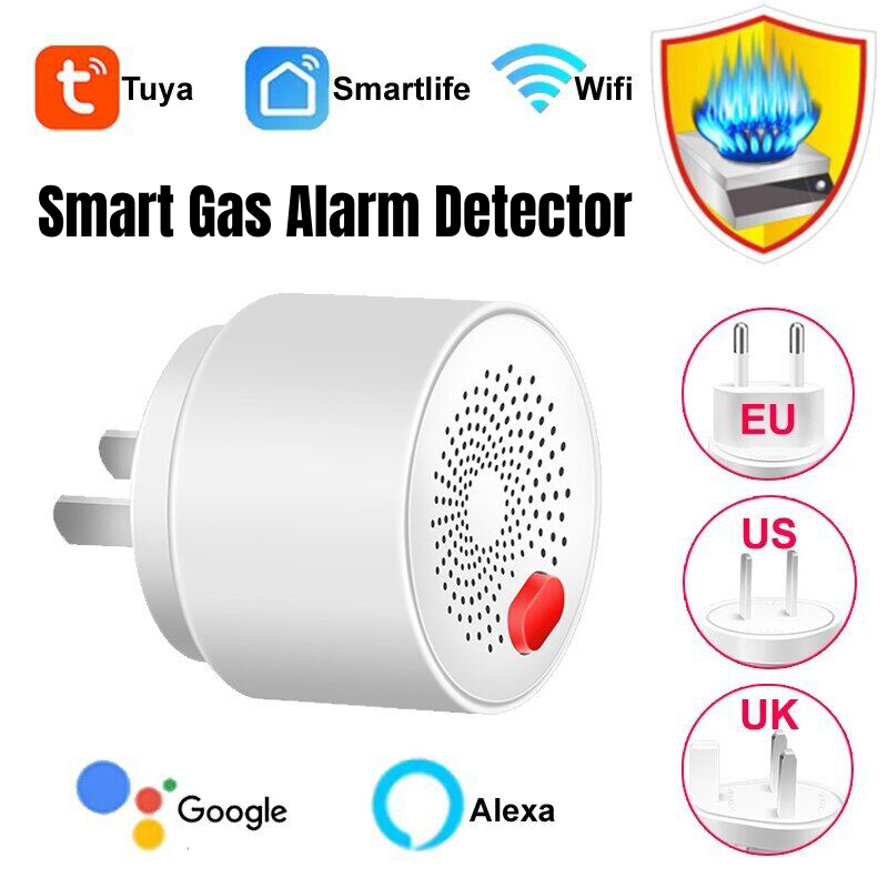 Tuya WiFi Smart Gas Alarm Detector Wireless LPG GAS Leak Sensor APP Alarm 3 Plug
